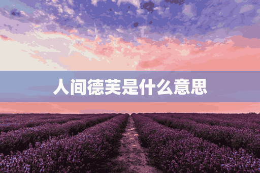 人间德芙是什么意思(人间德芙是谁)